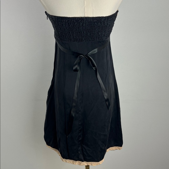 Vintage Betsey Johnson Silk Babydoll Slip Dress Black Cream Lace Trim Ribbons 2 - Picture 9 of 12